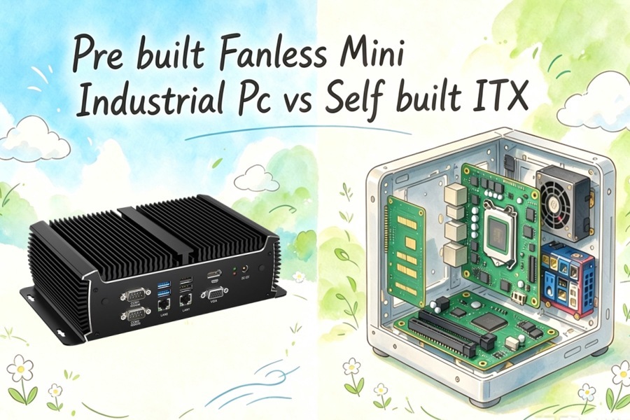 최신 회사 블로그 Pre built Fanless Mini Industrial Pc vs Self built ITX: Total Cost and Setup Effort Compared
