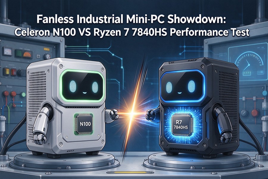 최신 회사 블로그 Fanless Industrial Mini PC Showdown: Celeron N100 VS Ryzen 7 7840HS Performance Test